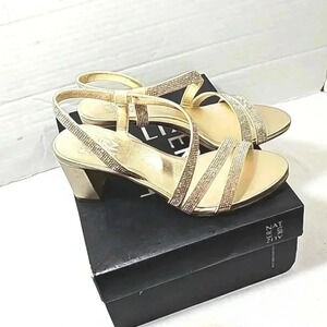 Naturalizer women's sandals slingback 5.5M gold strappy sparkly champagn…